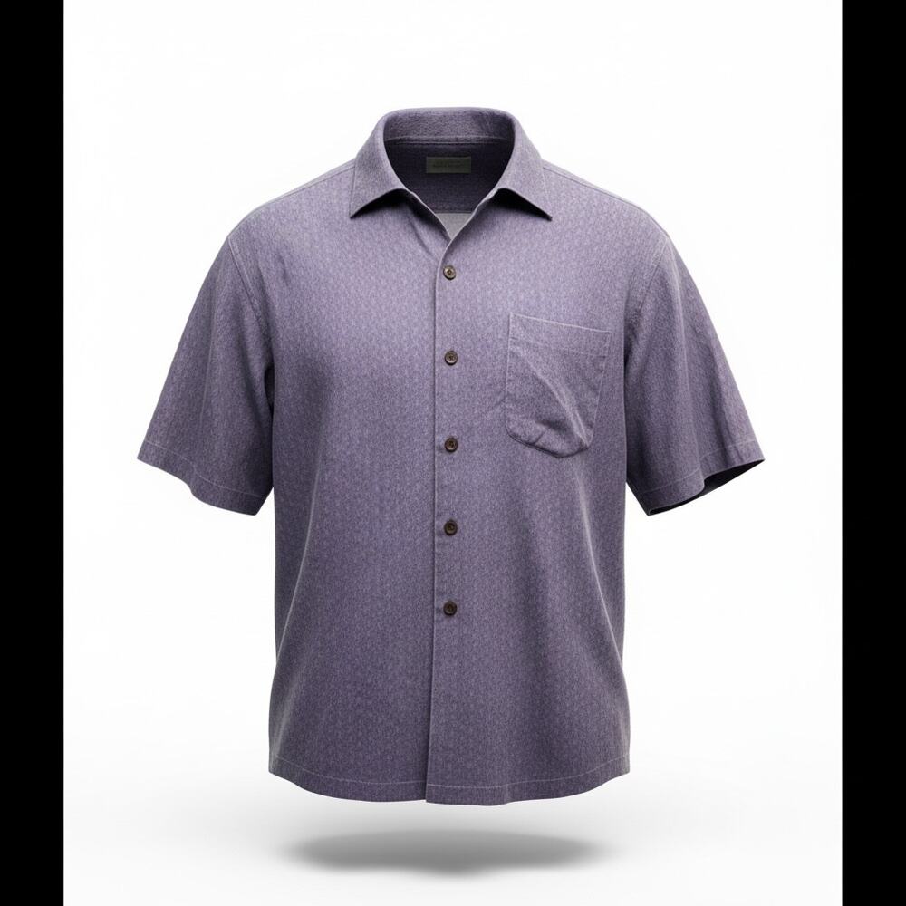 Purple Tommy Bahama Shirt Button Down Size Medium Mid length sleeves casual